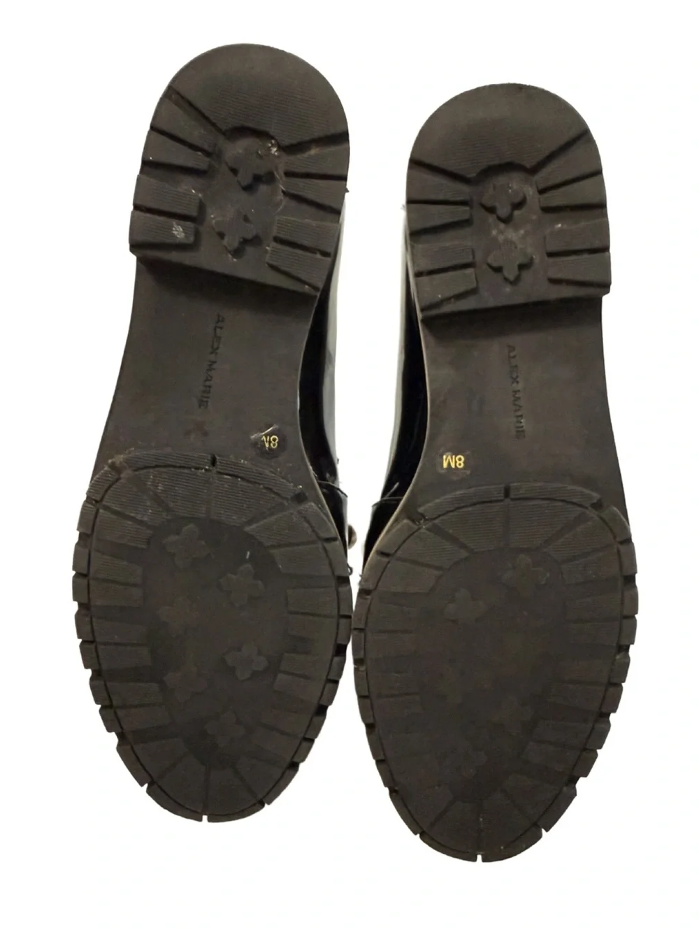 Alex Marie Black Patent Loafers with Pearl Accent. 8M